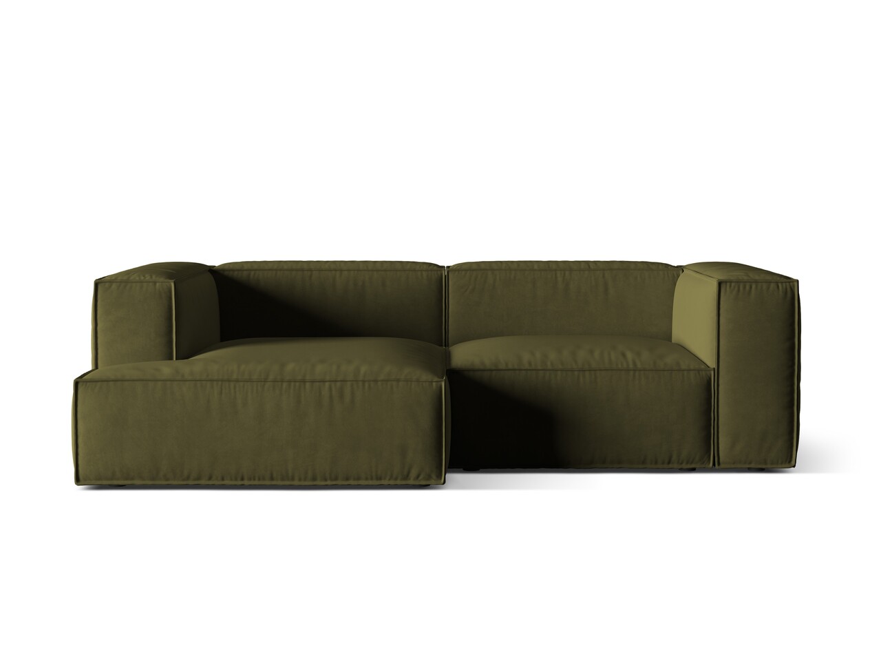 Coltar modular stanga 3 locuri, Nuria-88, Micadoni Home, 252x147x72 cm, catifea, verde moss melange Colțare
